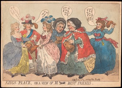 国王广场，或M ----最好的朋友，酒吧的视图。 1784年（手工彩色雕刻） 作者 托马斯·罗兰森