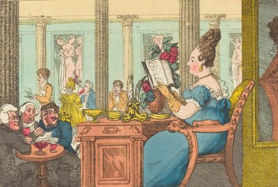 La Belle Limonaudiere在巴黎皇家宫的Mille Colonnes咖啡厅，1814年。 作者 托马斯·罗兰森
