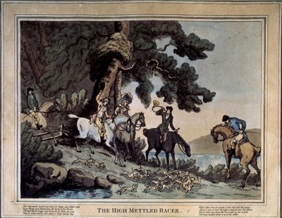 高脚赛马由托马斯-罗兰森（1756-1827 年）绘制。蚀刻版画和水彩画 作者 托马斯·罗兰森