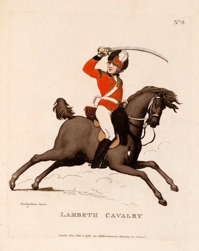 Lambeth骑兵，摘自“伦敦和周围地区的忠诚志愿者”，1798-99年 作者 托马斯·罗兰森