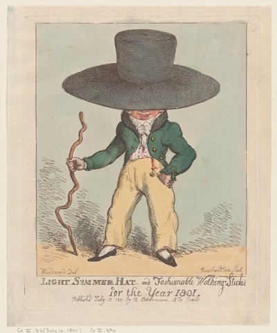 Light Summer Hat and Fashion Walking Sticks for the Year 1801, July 10, 1801., July 10, 1801. 作者 托马斯·罗兰森