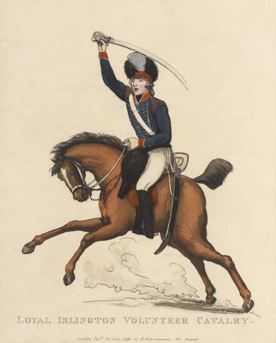 忠诚的伊斯灵顿志愿者骑兵，1799年（彩色aquatint） 作者 托马斯·罗兰森