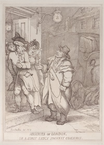 Miseries of London, or a Surly Saucy Hackney Coachman, June 4, 1814., June 4, 1814. 作者 托马斯·罗兰森