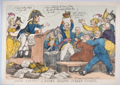 Mock Auction or Boney Selling Stolen Goods, December 25, 1813., December 25, 1813. 作者 托马斯·罗兰森