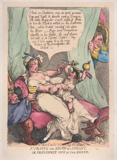 Nursing the Spawn of a Tyrant, April 14, 1811. 护理暴君的后代，1811年4月14日。 作者 托马斯·罗兰森