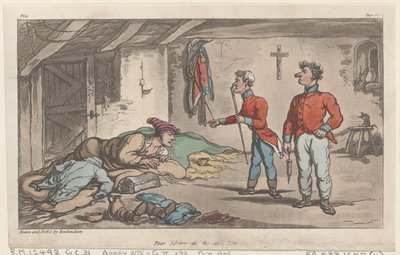 可怜的约翰尼在病号名单上，来自《约翰尼-纽康的军事冒险》，1815年。 作者 托马斯·罗兰森