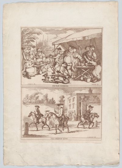 Pot Fair Cambridge, and, The College Gate, 1780-90. , 1780-90. 作者 托马斯·罗兰森