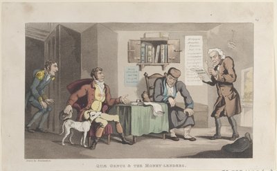 Quae Genus & The Money Lenders, 摘自The History of Johnny Quae Genus, The L..., September 1, 1821. 作者 托马斯·罗兰森