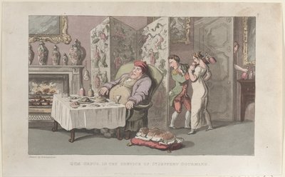 Quae Genus, in the Service of Sr. Jeffery Gourmand, from The History of Johnny ..., August 1, 1821. 作者 托马斯·罗兰森