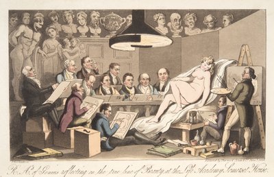 R --- A ---天才的ys，反映在生命学院的美丽真实路线上，Somerset House，来自The English Spy，pub。 1824年（手工彩色雕刻） 作者 托马斯·罗兰森