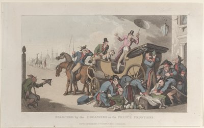 法国边境上的杜阿尼人的搜索，来自《在......的感伤旅行日志》，1821年。 作者 托马斯·罗兰森