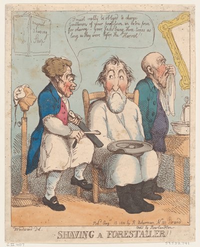 Shaving a Forestaller, August 15, 1800., August 15, 1800. 作者 托马斯·罗兰森