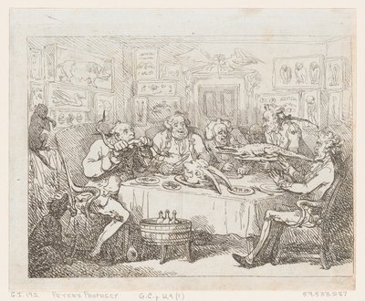 约瑟夫-班克斯爵士要吃鳄鱼 "鱼的晚餐"，1788年或更晚。 作者 托马斯·罗兰森