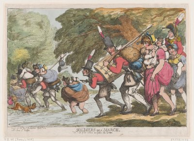 士兵们在行军中，1808年4月1日。, April 1, 1808. 作者 托马斯·罗兰森