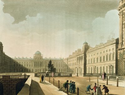 Somerset House，来自阿克曼的“伦敦微观世界”第三卷的Strand，于1809年出版 作者 托马斯·罗兰森