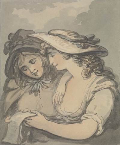 民谣歌手（水彩笔和墨水在纸上的石墨上） 作者 Thomas Rowlandson