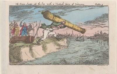 男爵带着一件土耳其兵器跳入海中，[1809]，再...，[1809]，1811年再版。 作者 托马斯·罗兰森