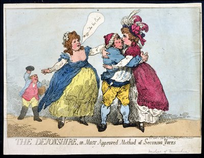 德文郡（William Humphrey）于1784年出版的“德文郡（Devonshire）或最受批准的保证投票方法”（手工彩色蚀刻） 作者 托马斯·罗兰森