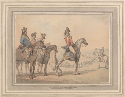 约克公爵法国战役的近卫军行军路线 作者 Thomas Rowlandson