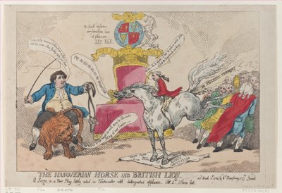 The Hanoverian Horse and British Lion, March 31, 1784., March 31, 1784. 作者 托马斯·罗兰森