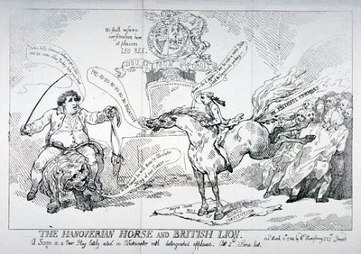 汉诺威马和英国狮子》，1784年 作者 托马斯·罗兰森