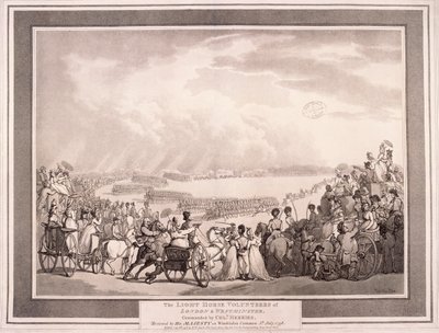 伦敦和威斯敏斯特的轻骑兵志愿队，1798年。   作者 托马斯·罗兰森