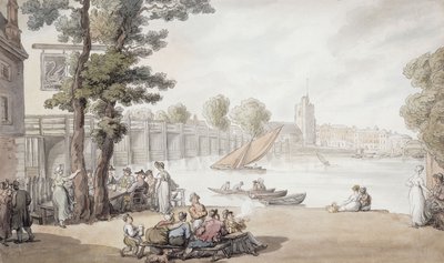 老天鹅旅馆（Old Swan Inn）享有普特尼（Putney）桥的美景， 作者 托马斯·罗兰森