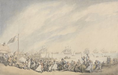 1797年约1797年荷兰人战败后，舰队重返大雅茅斯（钢笔和水彩纸本） 作者 托马斯·罗兰森