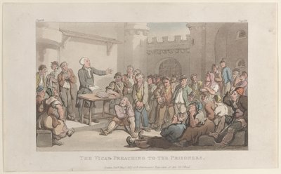 The Vicar Preaching to the Prisoners, from The Vicar of Wakefield, May 1, 1817., May 1, 1817. 作者 托马斯·罗兰森