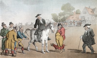 牧师出售他的马，来自&39;Wakefield的牧师&39;的插图由Oliver Goldsmith，酒吧。阿克曼，1817年（手工彩色） 作者 托马斯·罗兰森