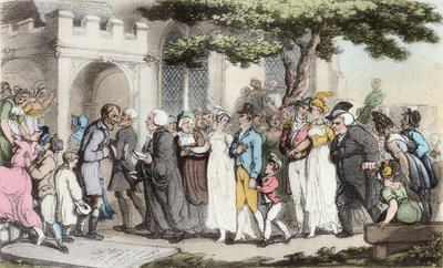 婚礼，来自&39;Wakefield的牧师&39;的插图，由Oliver Goldsmith，酒吧。阿克曼，1817年（手工彩色） 作者 托马斯·罗兰森
