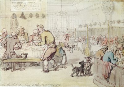 Wheatshief Eating House，Salisbury Court，Fleet Street（ink und wc on paper） 作者 托马斯·罗兰森