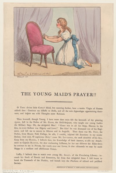 年轻女仆的祈祷！，1801年6月4日。，1801年6月4日。 作者 托马斯·罗兰森