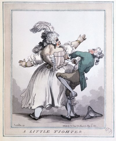 收紧更多 - Rowlandson 的版画，在 F. Libron 和 H. Clouzot 的“13 至 20 世纪艺术和道德的紧身胸衣”中 作者 托马斯·罗兰森