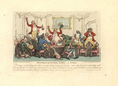 Tired and drunken man at a raucous dinner party with foxhunters. 作者 托马斯·罗兰森