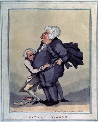 Un peu gros（大一点）。托马斯-罗兰森（1756-1827 年）的绘画作品。蚀刻版画和水彩画，41 x 31.9 厘米 作者 托马斯·罗兰森