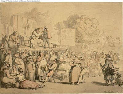 乡村集市：哈莱金和呱呱 作者 Thomas Rowlandson