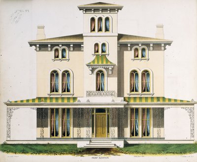 1号别墅的正面立面，来自“模型乡村住宅的建筑设计” 作者 托马斯·辛克莱尔