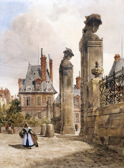 Grille Des Hermès，Porte Dauphine，Palace of Fontainebleau（白纸水彩画，点缀阿拉伯树胶） 作者 托马斯·肖特男孩