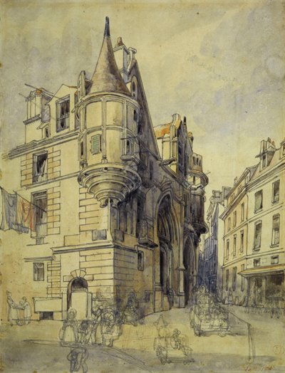 Hotel de Sens，rue du Figuier，c.1833（铅笔和水彩） 作者 托马斯·肖特男孩
