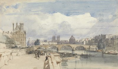 巴黎皇家城堡（Le Pont Royal），约1828年（纸上w - c） 作者 托马斯·肖特男孩