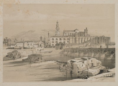 西班牙风景如画的素描：科尔多瓦瓜达尔基弗（Guadalquiver）上一座罗马桥的遗迹，1837年。 作者 托马斯·肖特男孩