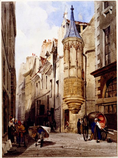 Rue de l“巴黎海军上将科里尼街，Bailleul街，1831年，巴黎 作者 托马斯·肖特男孩