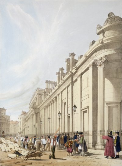 英国银行从1842年的艺术家雕刻并出版的“伦敦原样”中寻找Mansion House 作者 托马斯·肖特男孩