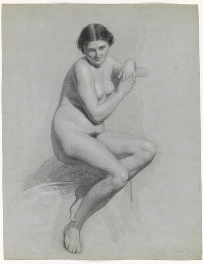 坐着的女性裸体 作者 Thomas Simon Cool