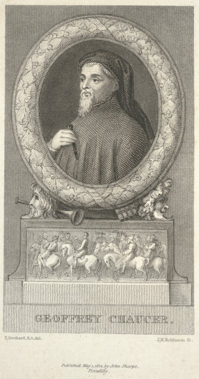 杰弗里·乔uc（Geoffrey Chaucer），约翰·亨利·罗宾逊（John Henry Robinson）刻版（1796-1187） 作者 托马斯·斯托达德