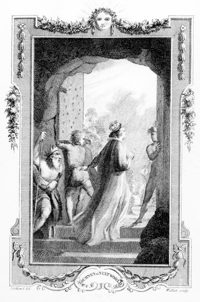 亨利·菲尔丁（Henry Fielding）的“从这个世界到下一个世界的旅程”的插图，由安东尼·沃克（Anthony Walker）雕刻，1783年 作者 托马斯·斯托达德