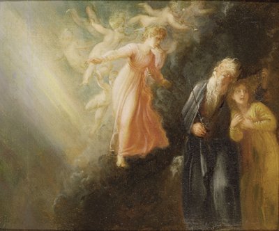 Prospero，Miranda和Ariel，摘自“暴风雨”，摄于1799年（纸上油画，画布上） 作者 托马斯·斯托达德