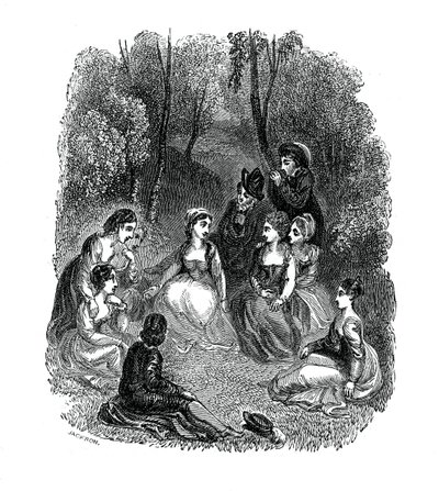 乔凡尼·博卡乔（Giovanni Boccaccio）的《 Decameron简介》中的场景，1833年。 作者 托马斯·斯托达德