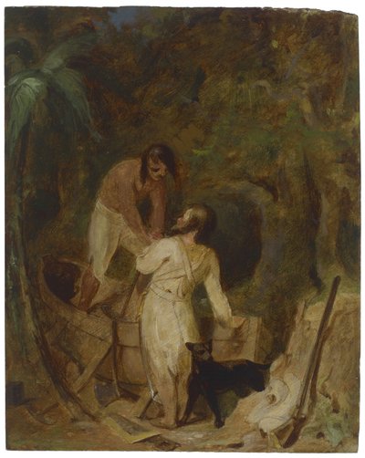 由Robinson Crusoe和周五，1865年建造的船 作者 托马斯·萨利